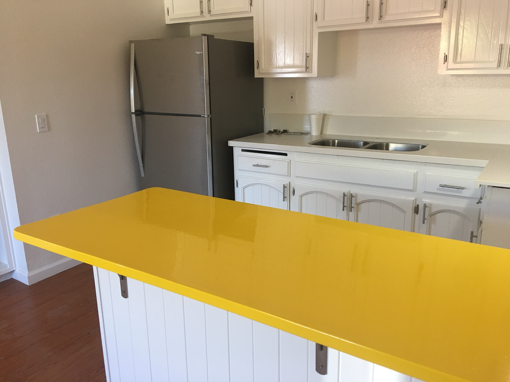 Custom yellow kitchen countertop